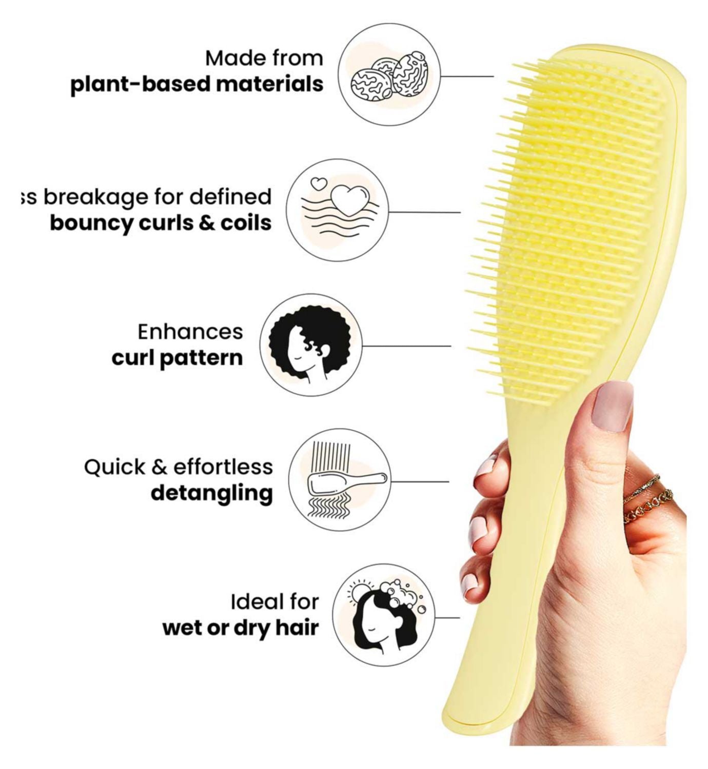 Tangle Teezer detangler brush curly to coily pastel lemon (British brand)