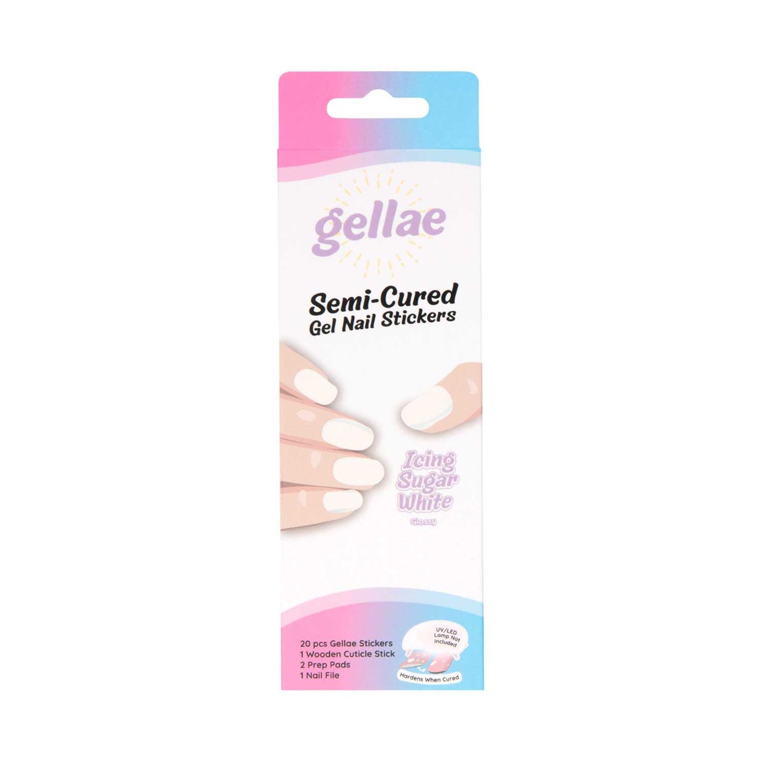 Gellae gel nail stickers Icing Sugar White pack, imported from the UK