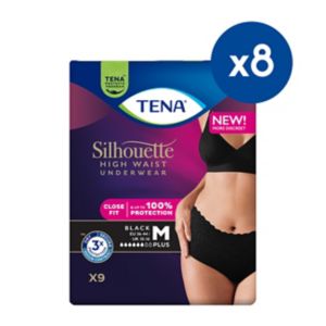 Tena Silhouette Pants Medium High Waist Black 8 Pack (British brand)