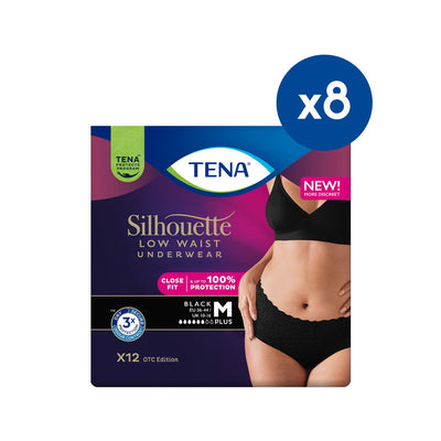 Tena Silhouette Pants Plus Medium Lav Midje Svart 8 Pakke Bundle