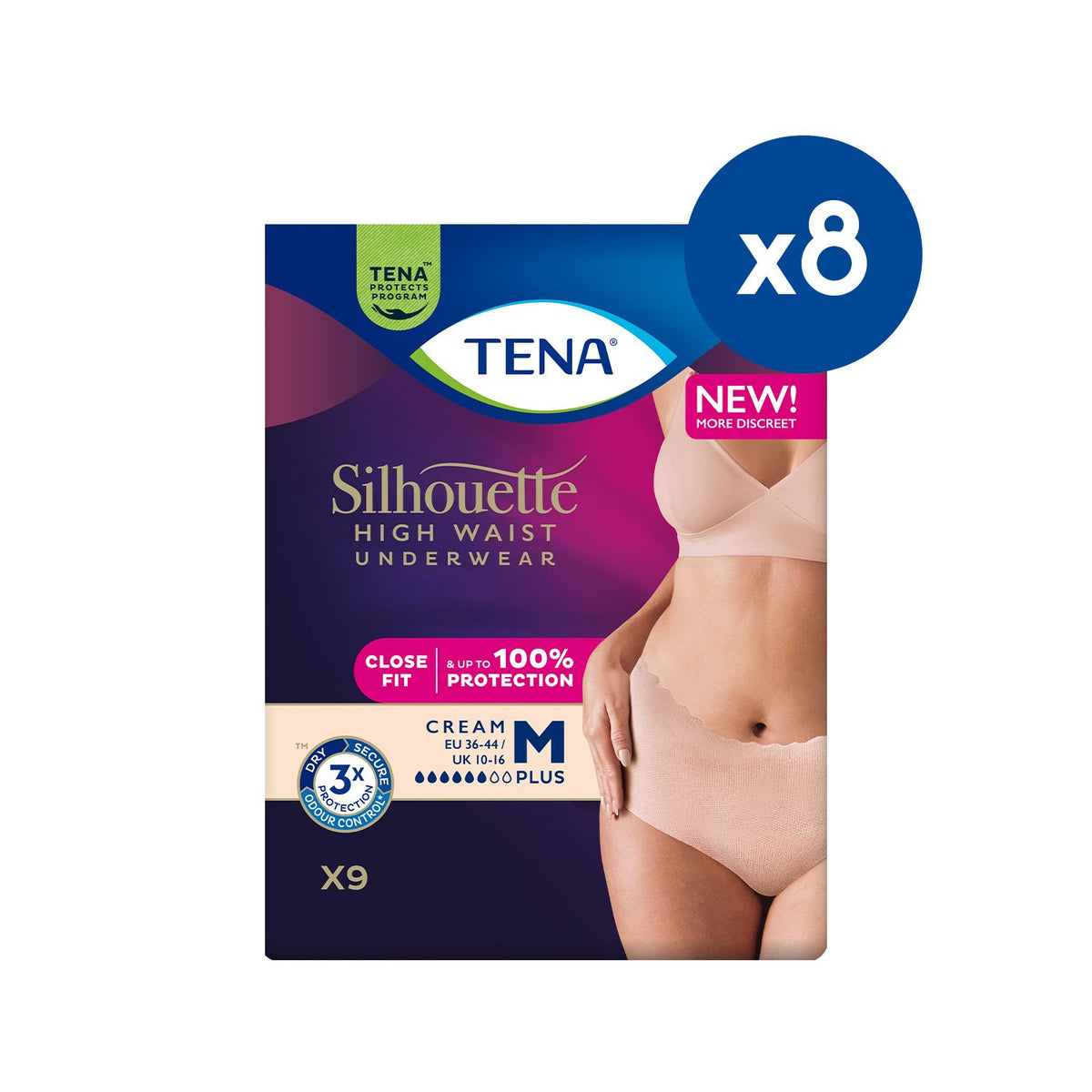 Tena Silhouette Pants Plus medium low waist incontinence pants bundle (British brand)