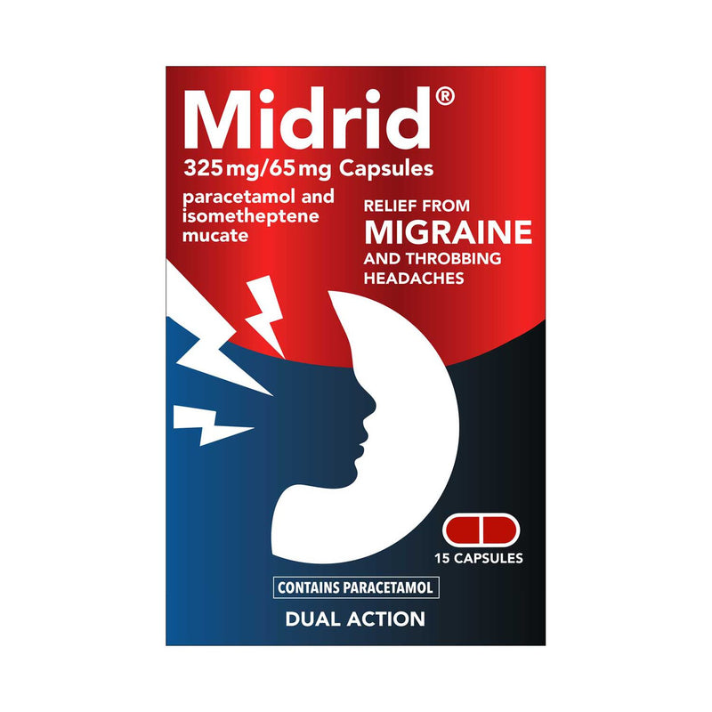 Midrid migraine capsules 325mg/65mg 15 capsules, UK version