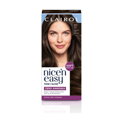Boots صبغة شعر شبه دائمة Clairol Nice n Easy Tone+Gloss بلون بني رمادي متوسط 511/77 - اشترِ عبر الإنترنت من McGrocer
