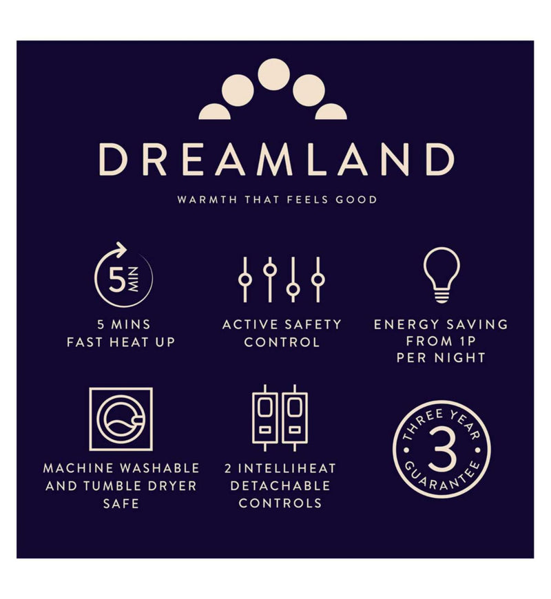 Dreamland electric underblanket king dual control 200x150cm, imported from the UK