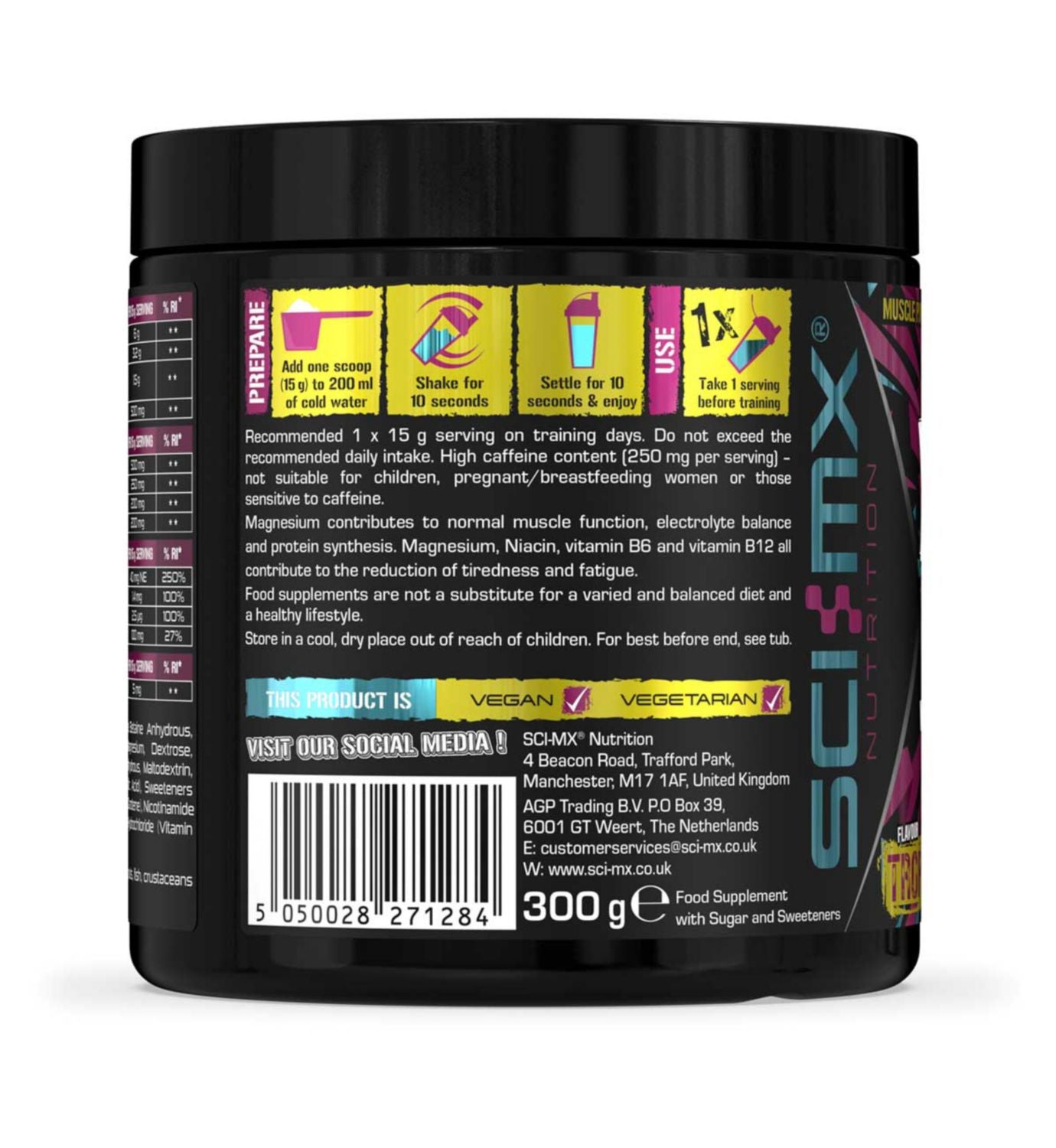 SCI-MX pre-workout powder tropical 300g, imported from the UK
