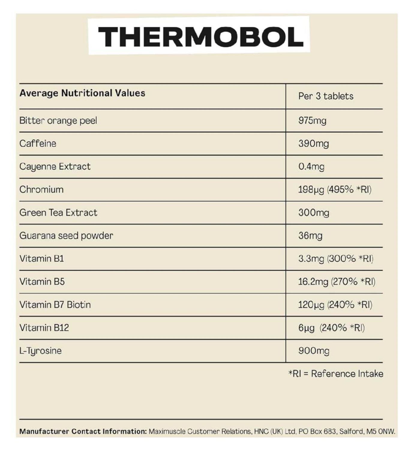 Maxi Nutrition Thermobol fat metaboliser tablets 90s, imported from the UK