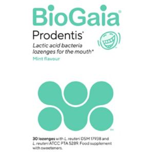 Comprimés à sucer BioGaia Prodentis à base de bactéries lactiques, saveur menthe, compléments pour la santé bucco-dentaire, 30 unités