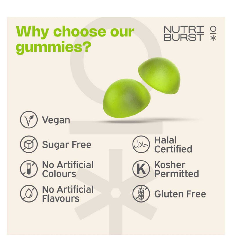 Nutriburst greens gummies apple 60 gummies - British product