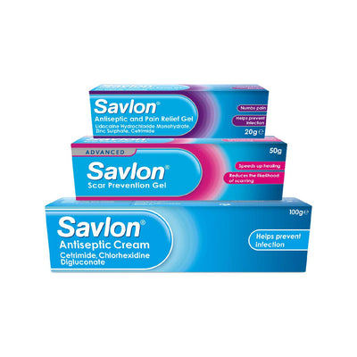 Boots Savlon First Aid Bundle - Antiseptic Cream 100g, Scar Prevention Gel 50g, Pain Relief Gel 20g- Buy online at McGrocer