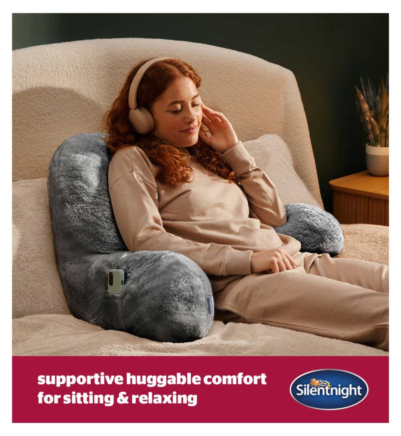 Silentnight Cuddle Fleece Support Pillow Grey - British product