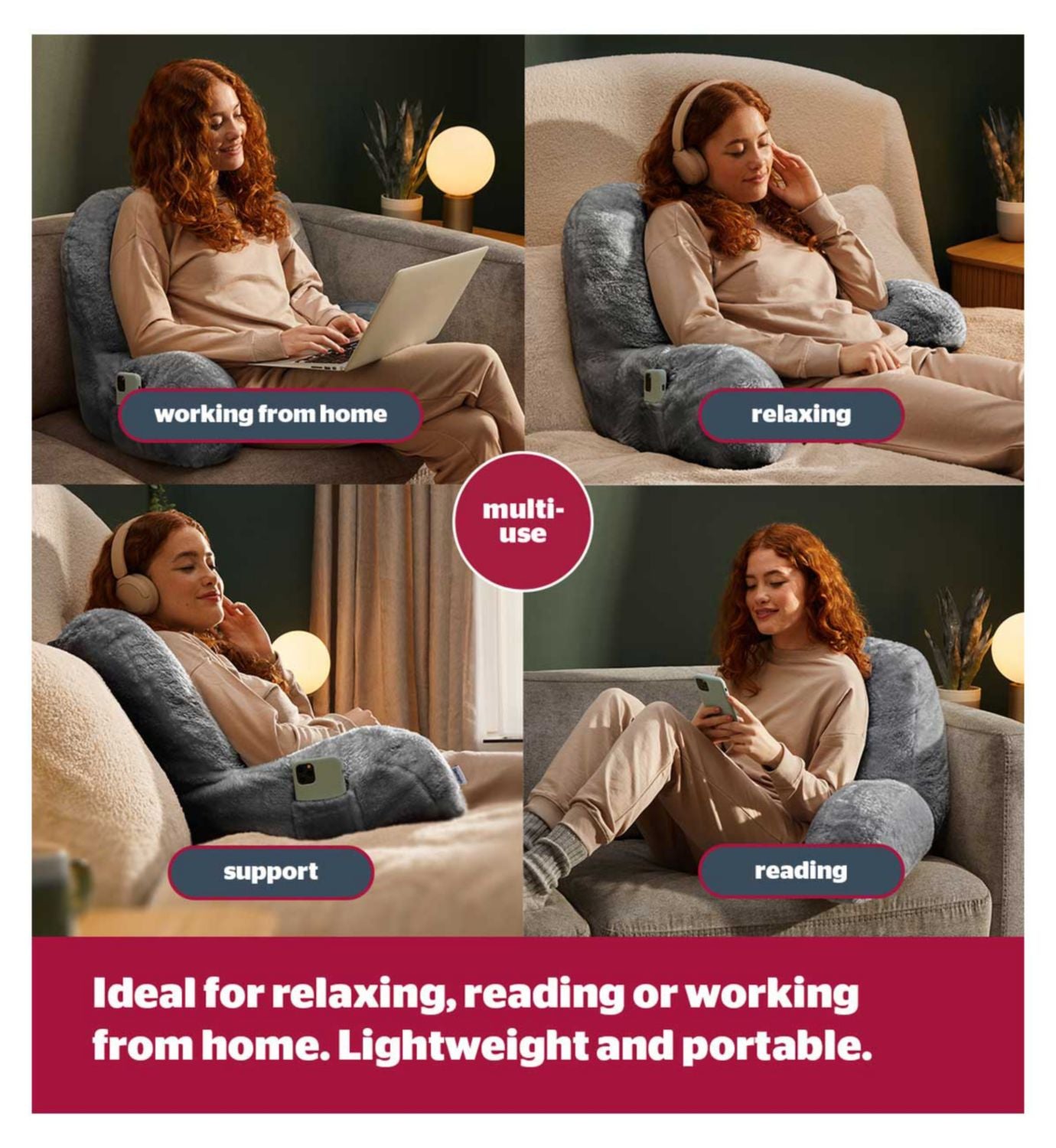 Silentnight Cuddle Fleece Support Pillow Grey - British product