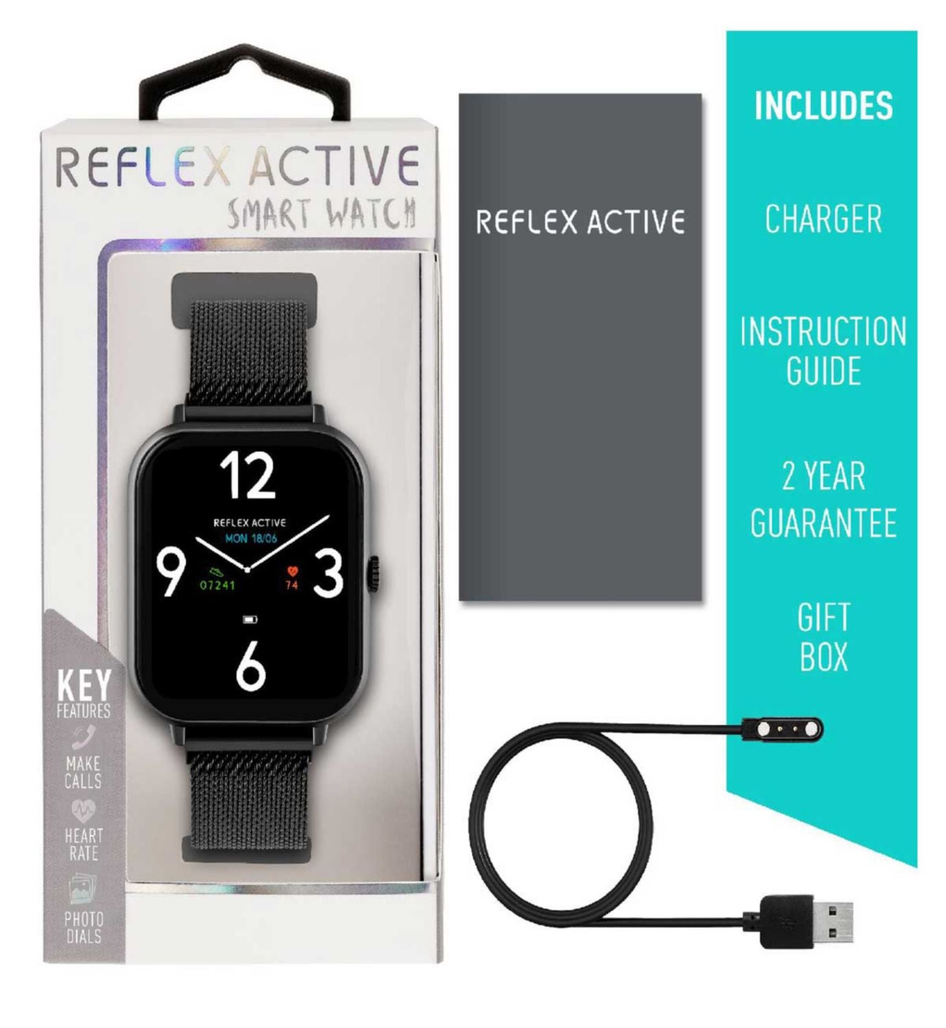 Reflex Active smartwatch Black Mesh, imported from the UK