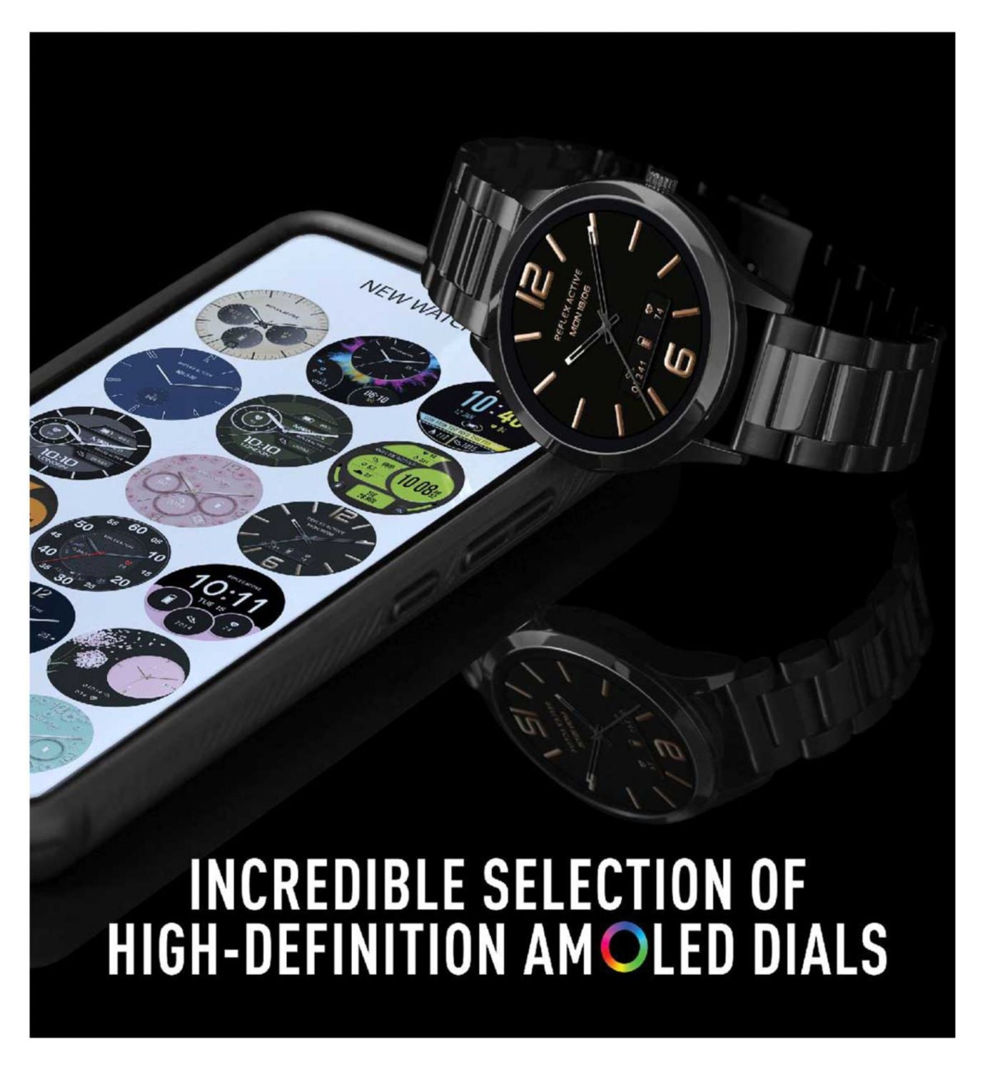Reflex Active Series 31 smartwatch black stainless steel strap - British product