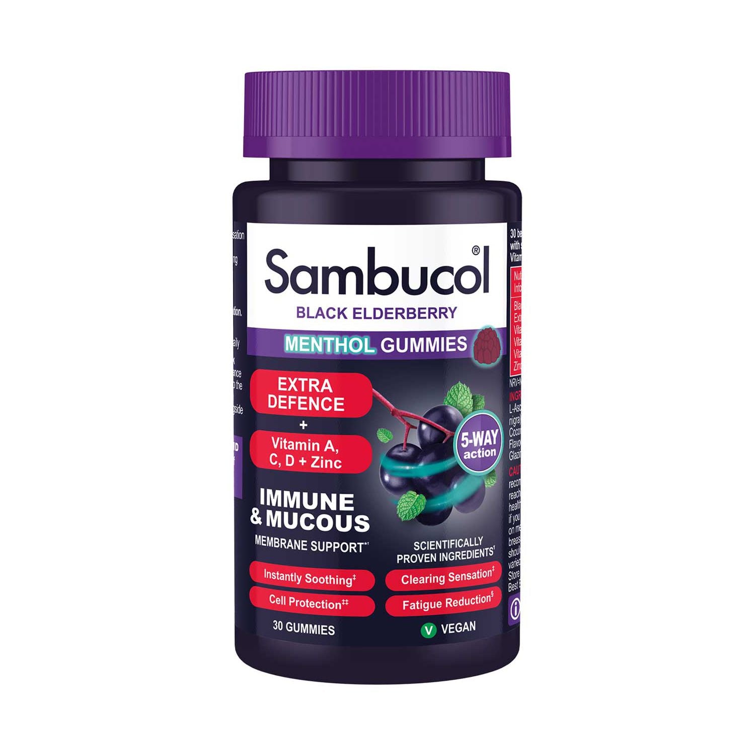 Sambucol Extra Defence Menthol Gummies 30 count, UK version