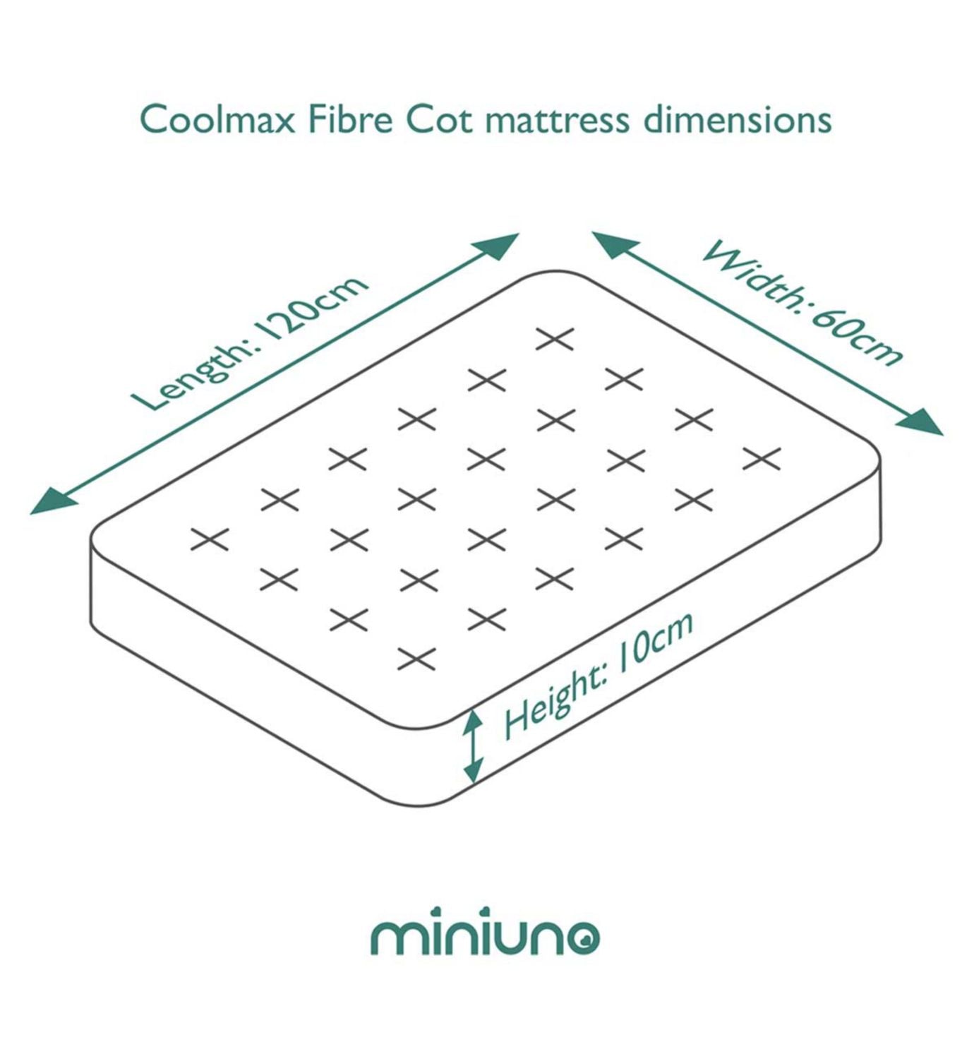 Miniuno Coolmax cot mattress 120x60cm (British brand)