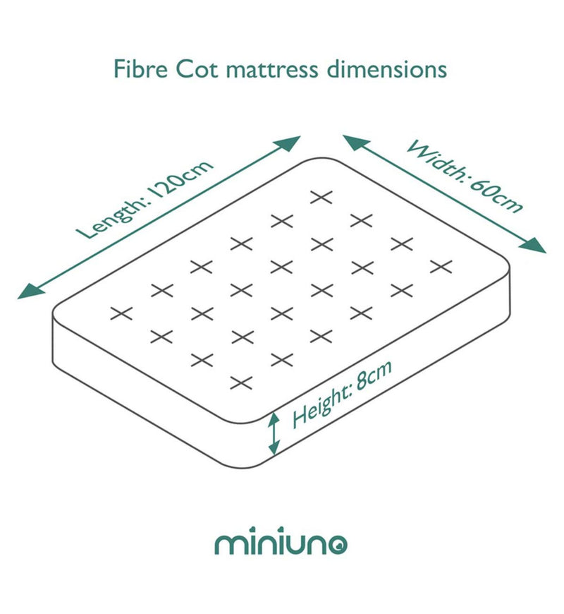 Miniuno fibre standard cot mattress 120x60cm, UK version