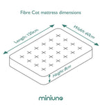 Miniuno fibre standard cot mattress 120x60cm, UK version