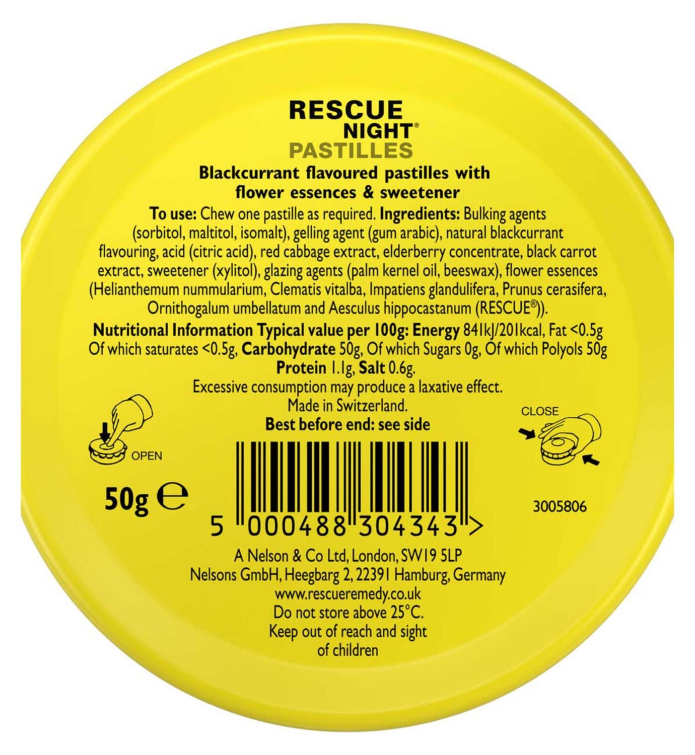 Rescue sleep pastilles blackcurrant 50g, UK version