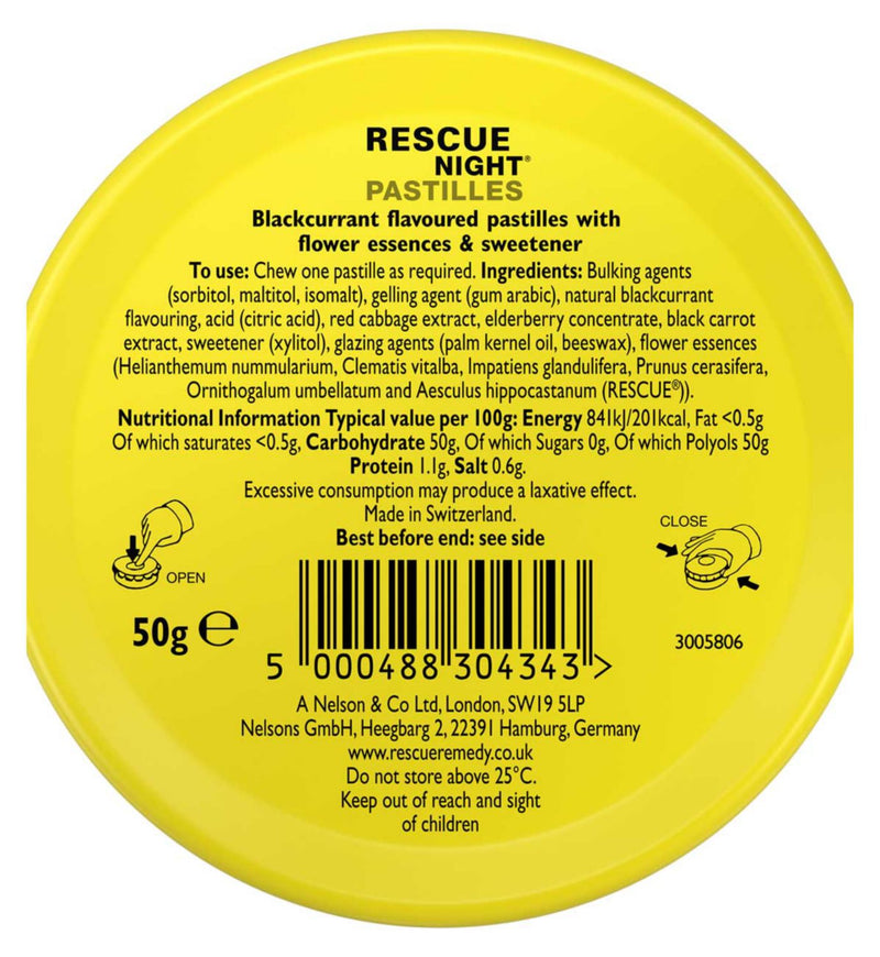 Rescue sleep pastilles blackcurrant 50g, UK version