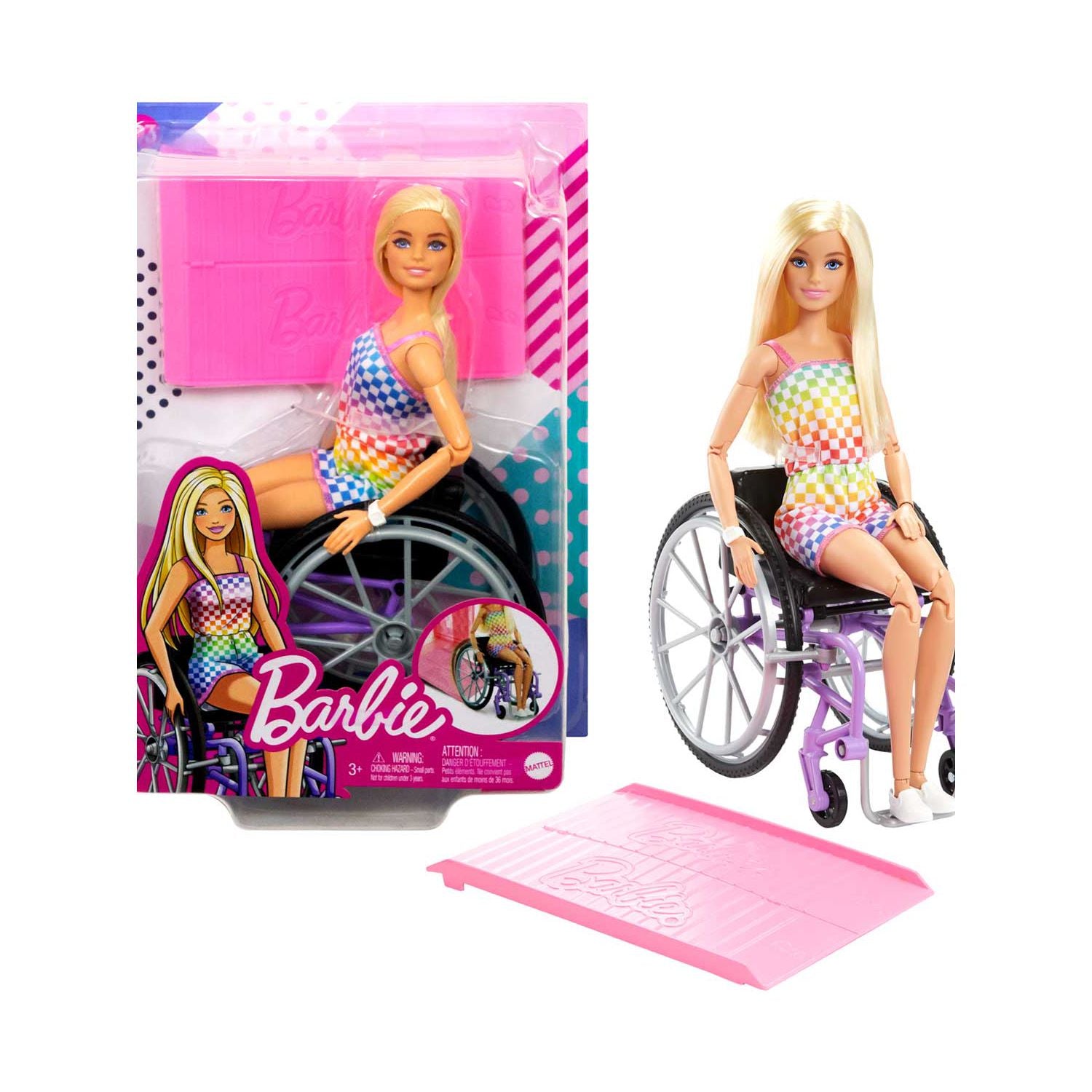 Barbie Wheelchair Doll Blonde Hair Fashionista Style - British product