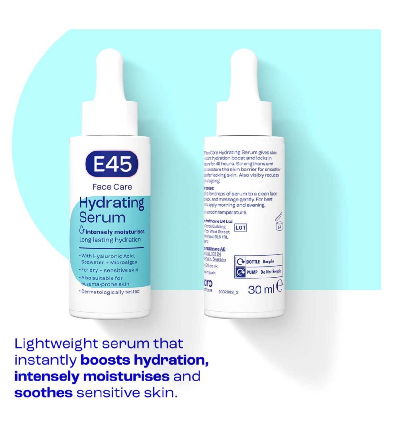 E45 hydrating face serum 30ml, imported from the UK