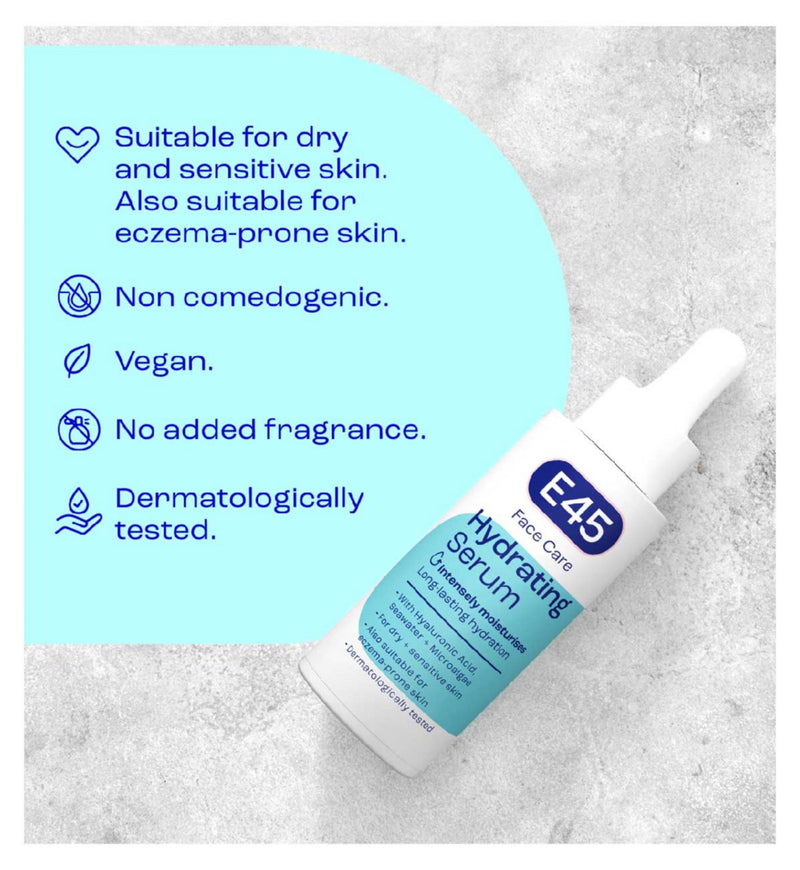 E45 hydrating face serum 30ml, imported from the UK