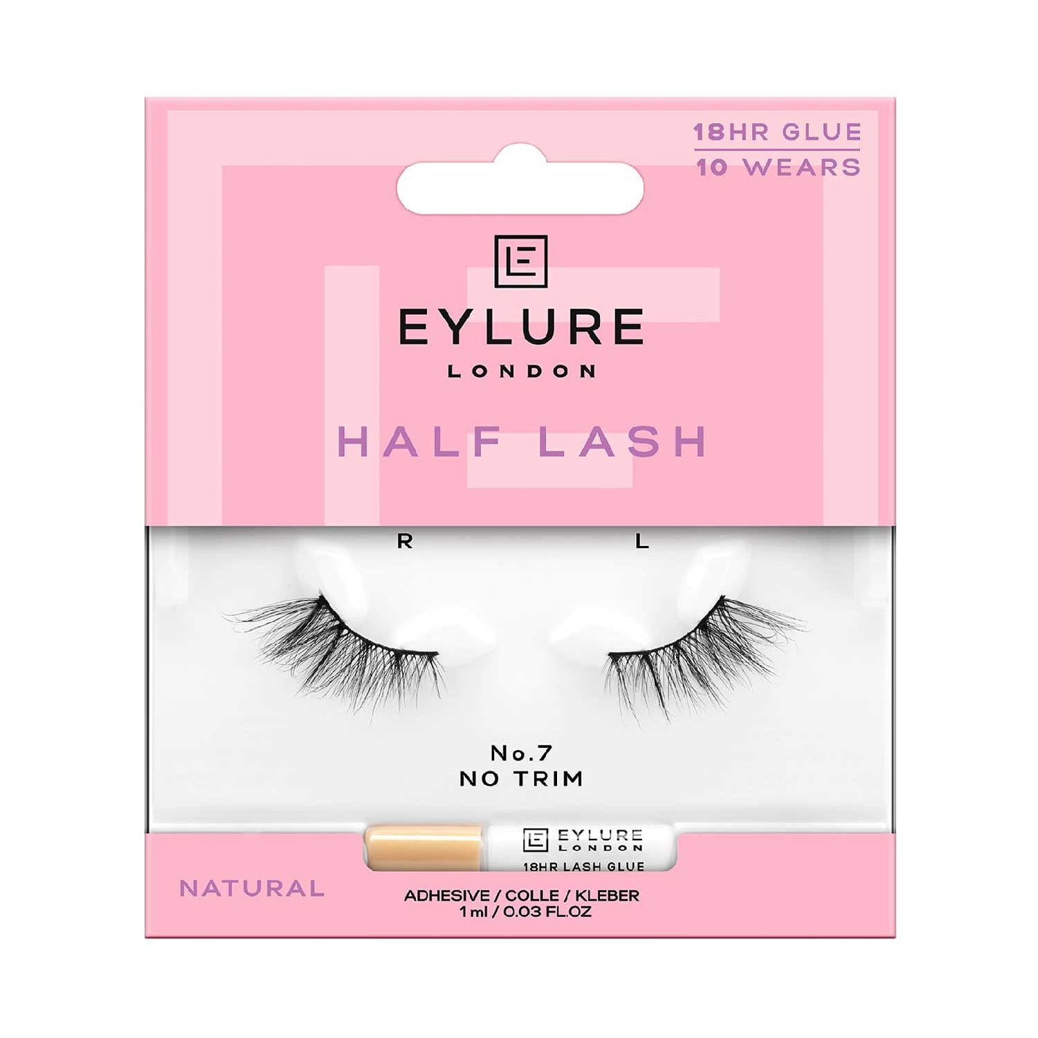 Eylure No.7 half false lashes pair with adhesive - British product