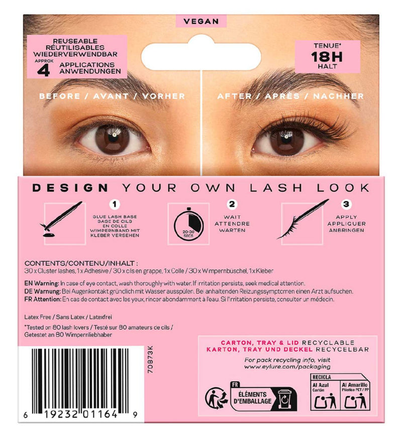 Eylure brown black cluster lashes with adhesive 1ml (British brand)