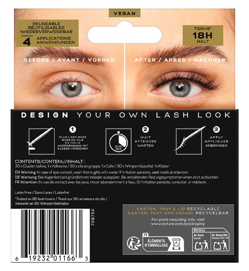 Eylure faux mink cluster lashes with adhesive, UK version