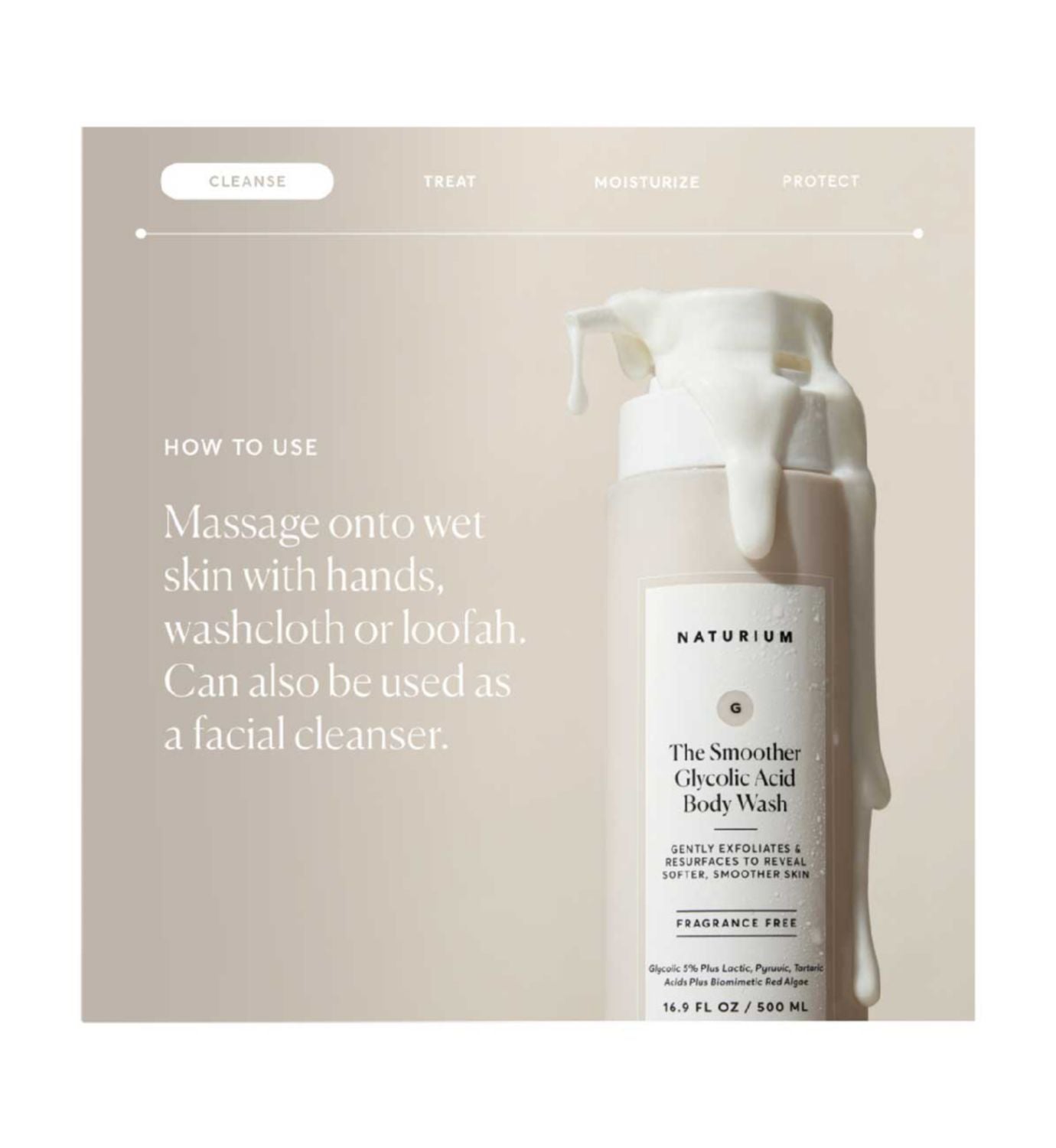 NATURIUM The Smoother Glycolic Acid Exfoliating Body Wash 500ml