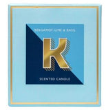 Landon Tyler Alphabet Candle Letter K Bergamot Lime Basil 140g, UK version