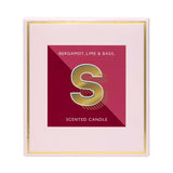 Landon Tyler Letter S candle Bergamot Lime Basil 140g, imported from the UK