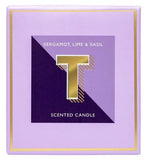 Landon Tyler Alphabet Candle Letter T Bergamot Lime  Basil 140g