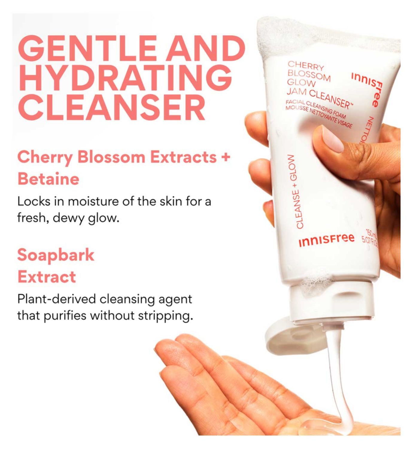Innisfree Cherry Blossom Glow Jam Cleanser 150ml, UK version