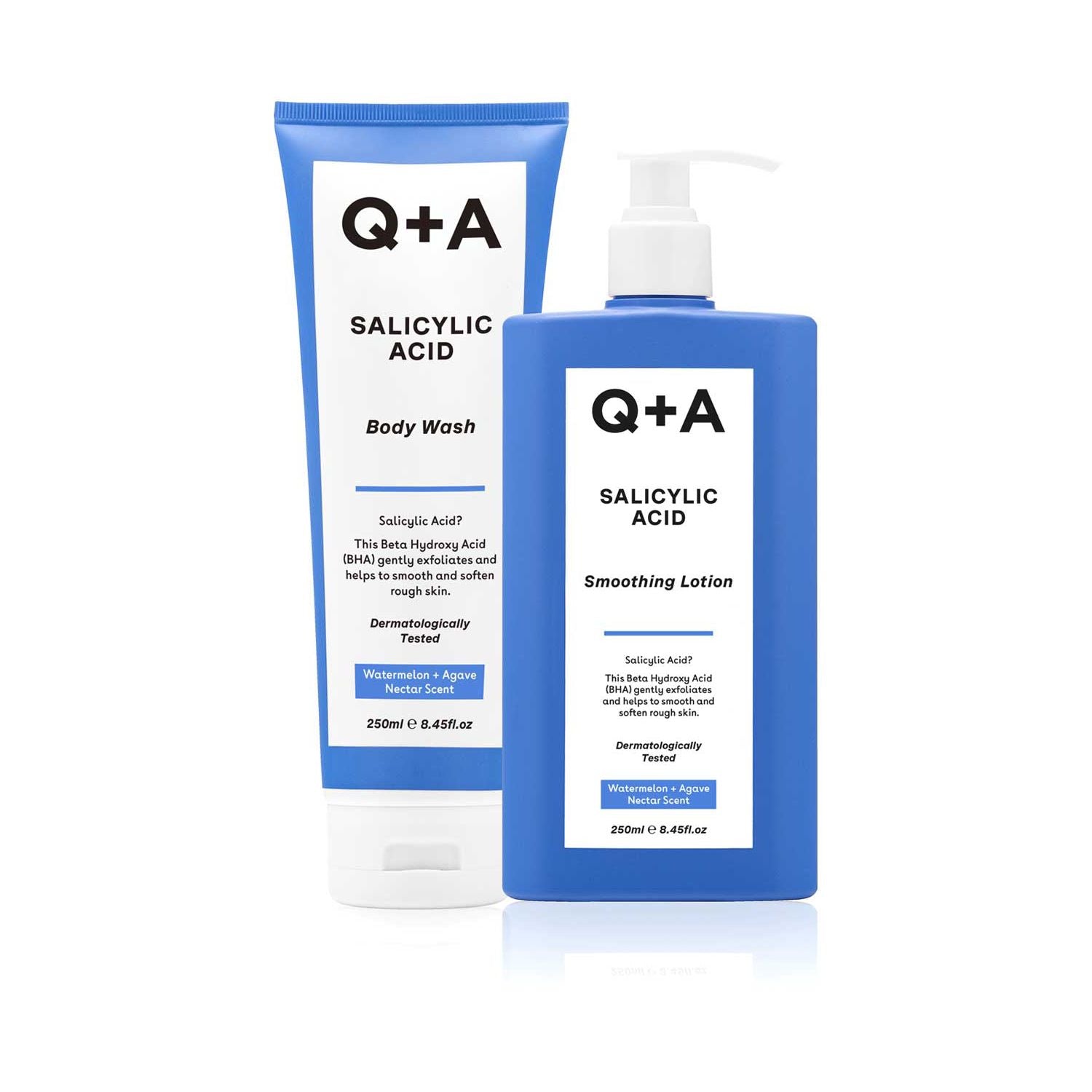 Q+A salicylic acid smoothing bundle 250ml each (British brand)
