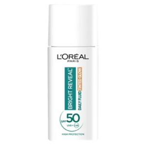 Boots L'Oreal Paris Bright Reveal Tinted Glow Bronze Face Sunscreen SPF50+ 50ml- Buy online at McGrocer