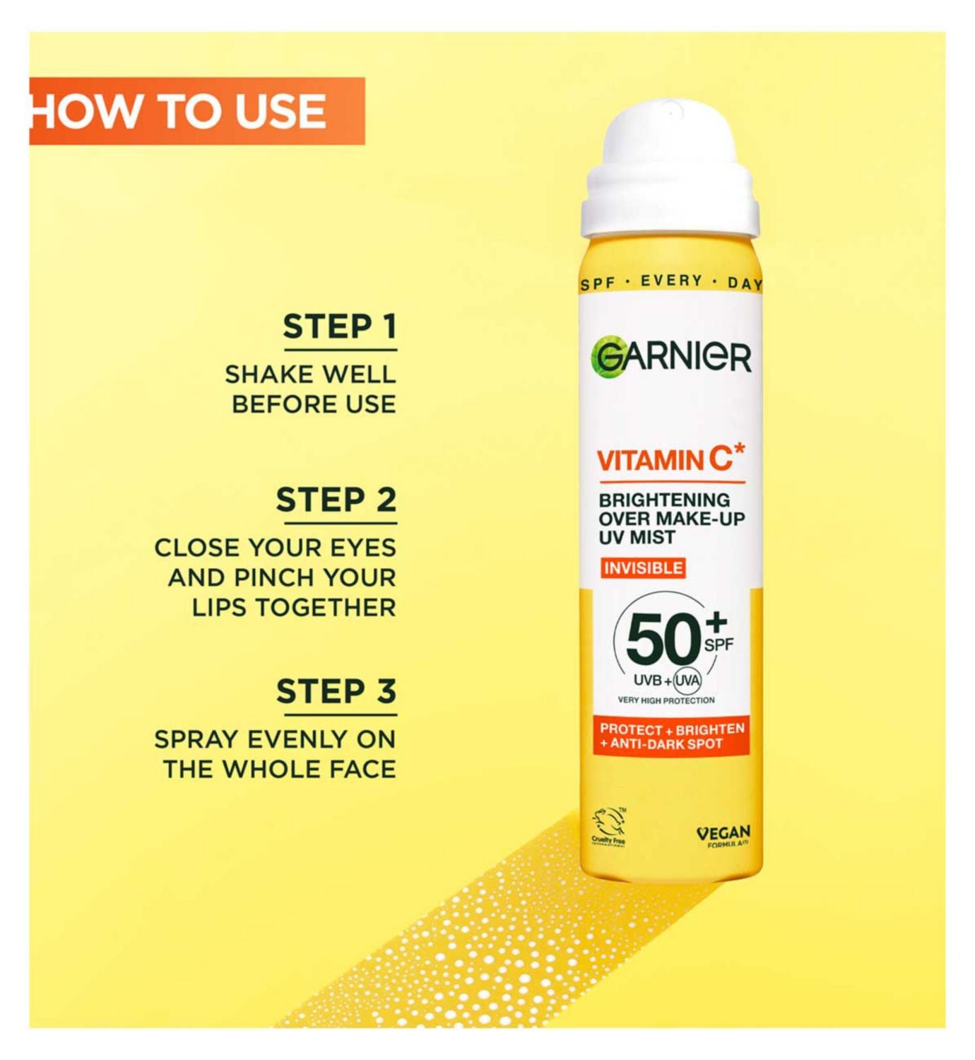 Garnier Vitamin C brightening sun cream mist 75ml (British brand)