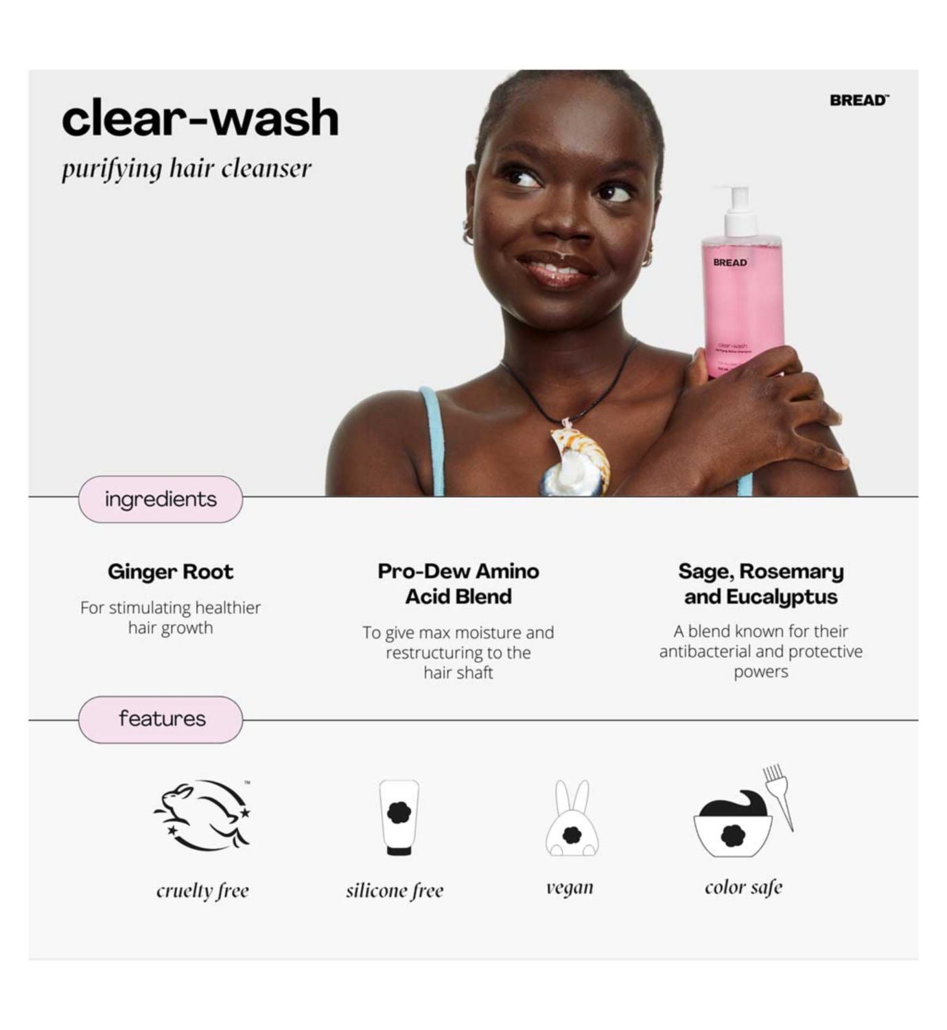 Bread Baby Clear Wash Detox Clarifying Shampoo 310g - British product