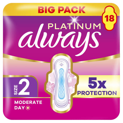Boots Always Platinum Long (Size 2) Pads Wings 18 Sanitary Towels- Buy online at McGrocer