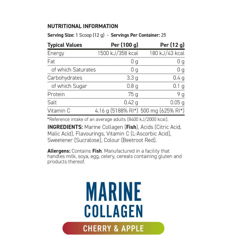 Applied Nutrition marine collagen powder Cherry & Apple 300g - British product