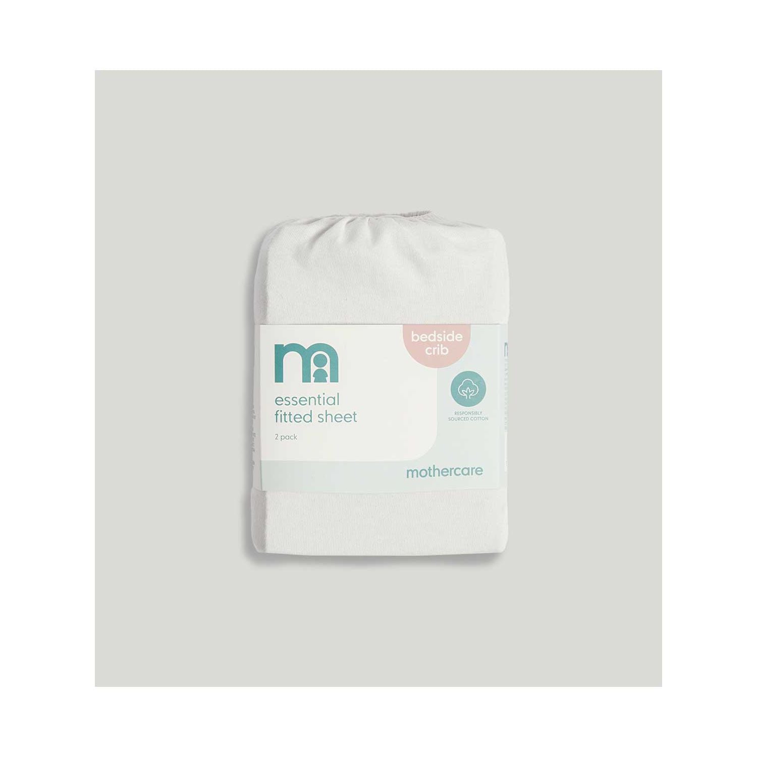 Mothercare Essentials Bedside Crib Fitted Sheets Grey, imported from the UK