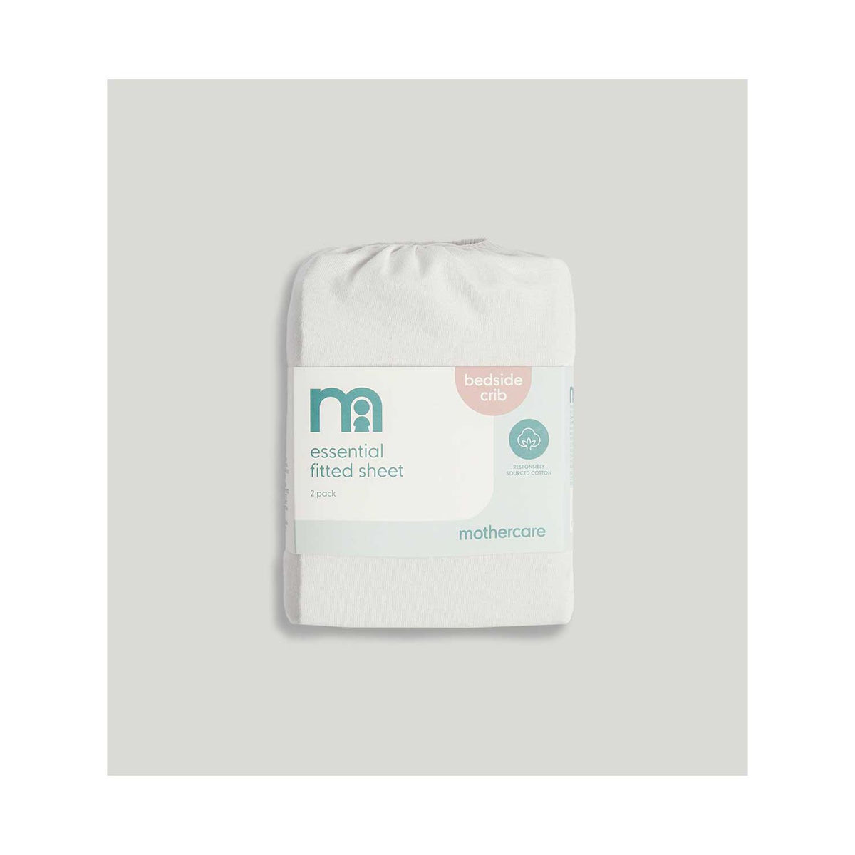 Mothercare Essentials Bedside Crib Fitted Sheets Grey, imported from the UK