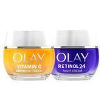 Olay Vitamin C SPF30 Day Cream 50ml  Olay Retinol 24 Night Cream 50ml Bundle