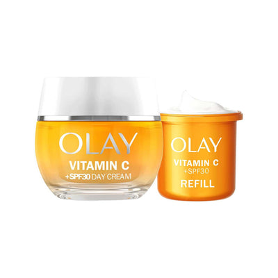 Boots Olay Vitamin C SPF30 Day Cream 50ml + 50ml Refill Bundle- Buy online at McGrocer