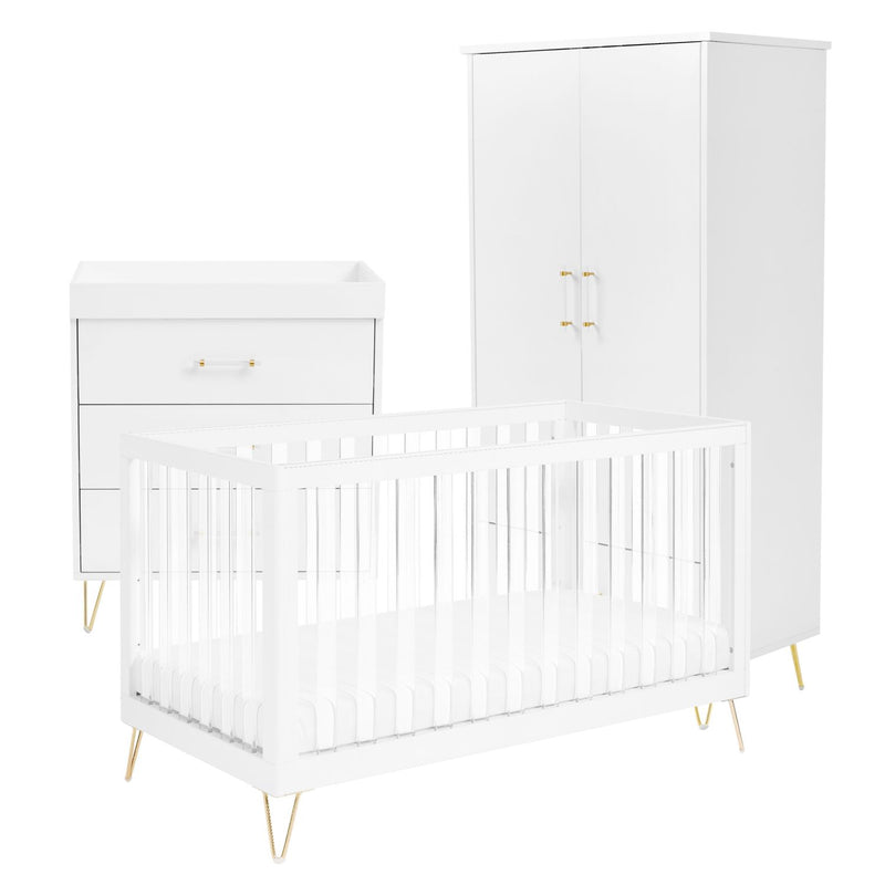 Babymore Kimi Acrylic Cot Bed And Changing Table Set - British product