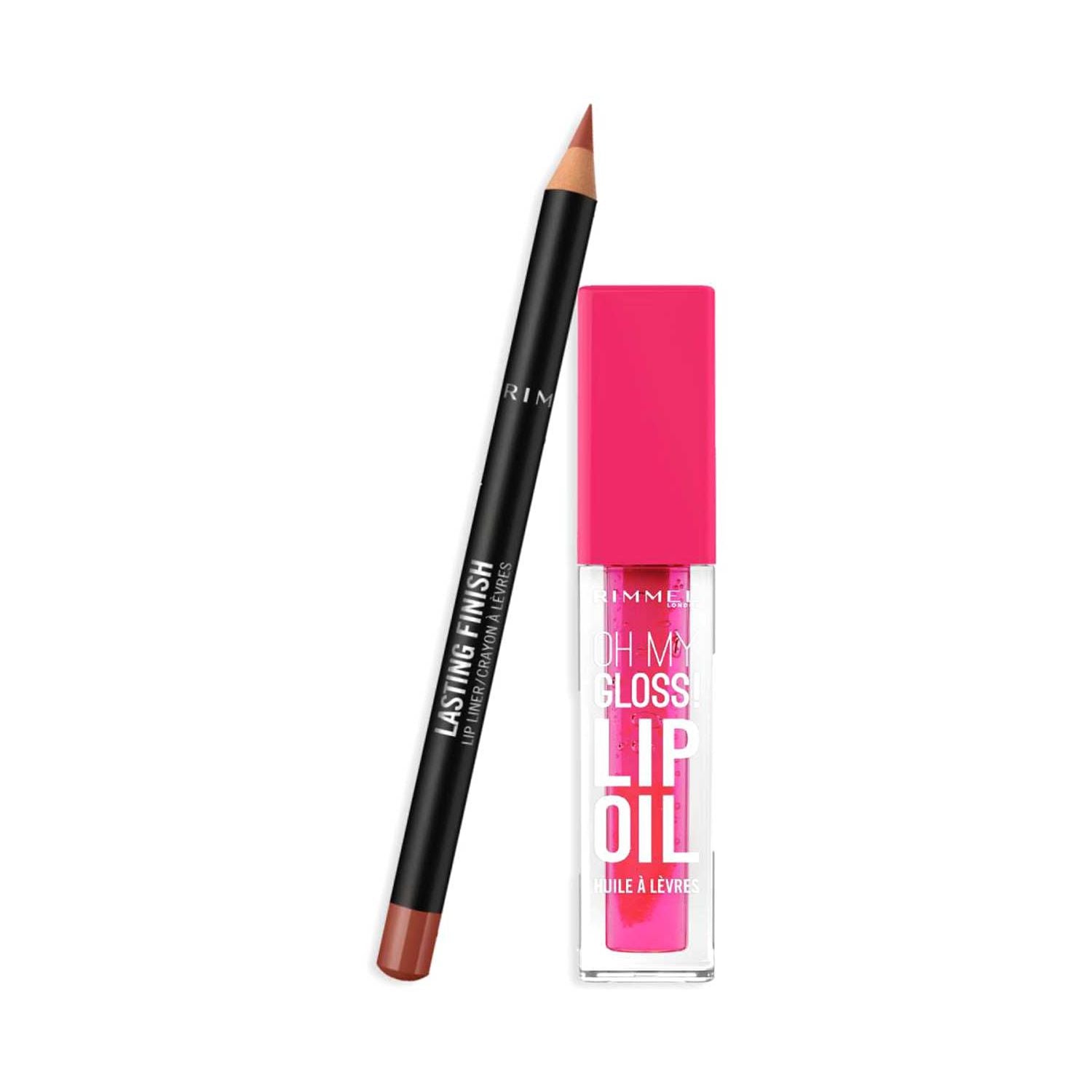 Rimmel Strawberry lip bundle with lip oil and liner, imported from the UK