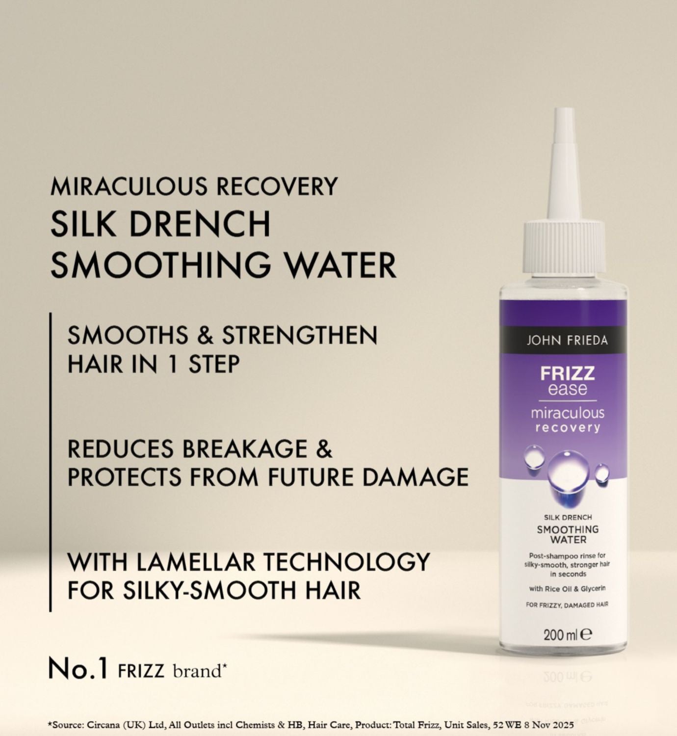 John Frieda Frizz Ease smoothing water 200ml (British brand)