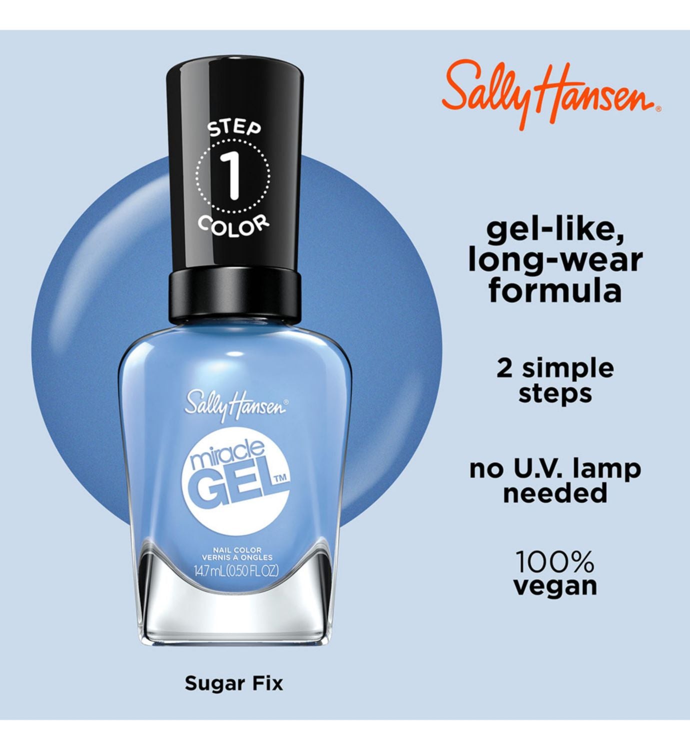 Sally Hansen Miracle Gel nail polish Sugar Fix 14.7ml (British brand)