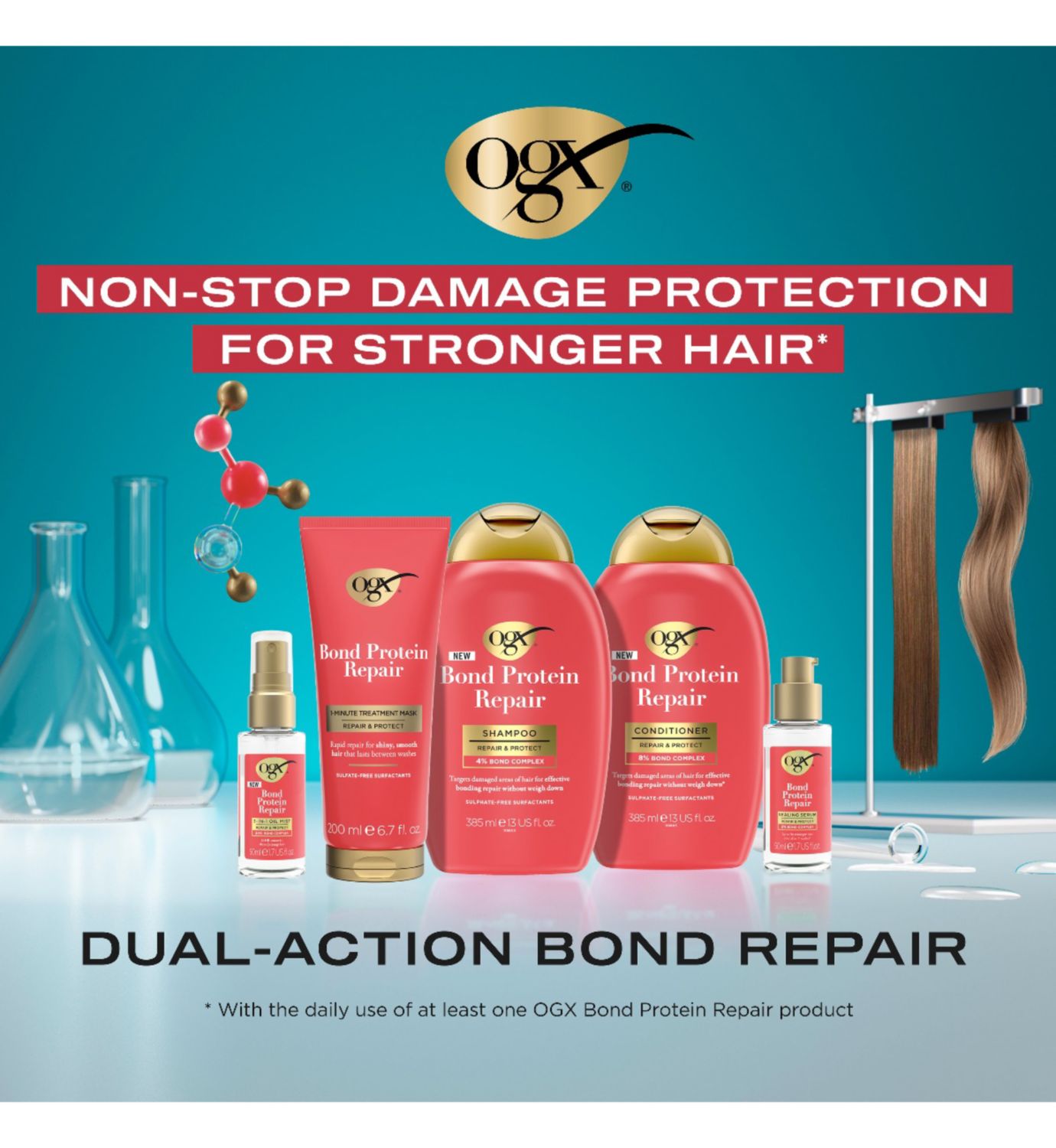 OGX Bond Protein Repair Lightweight Conditioner 385ml, imported from the UK