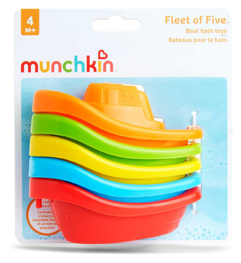 Munchkin Boats 5 colourful floating bath toys set, UK version